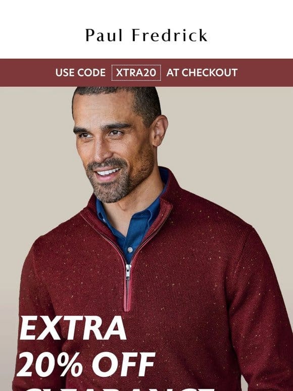 Extra 20% off clearance ends tomorrow