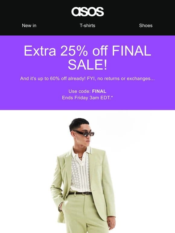 Extra 25% off Final Sale