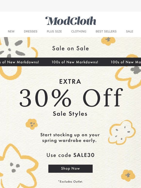 Extra 30% OFF Sale Styles