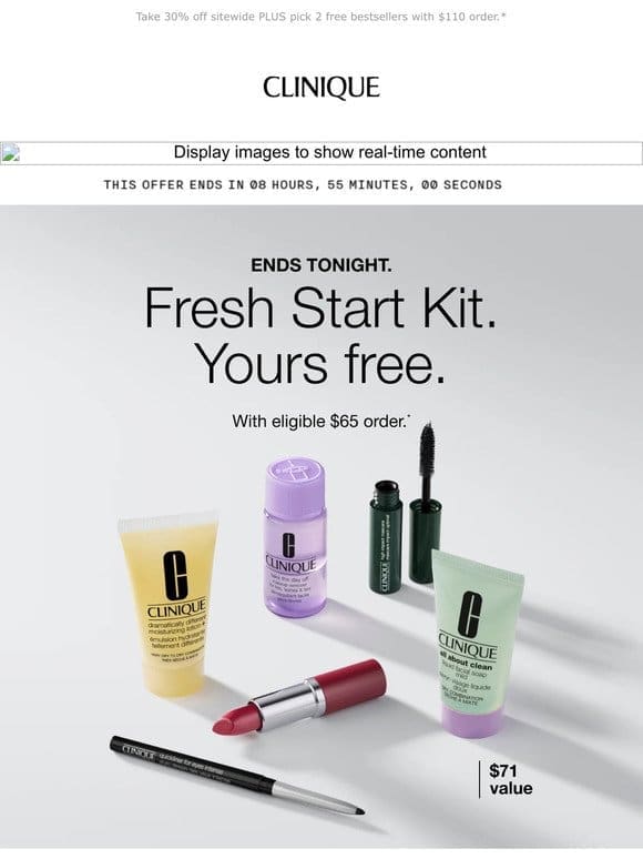 FINAL HOURS. Free 6-piece Fresh Start Kit with $65 order.