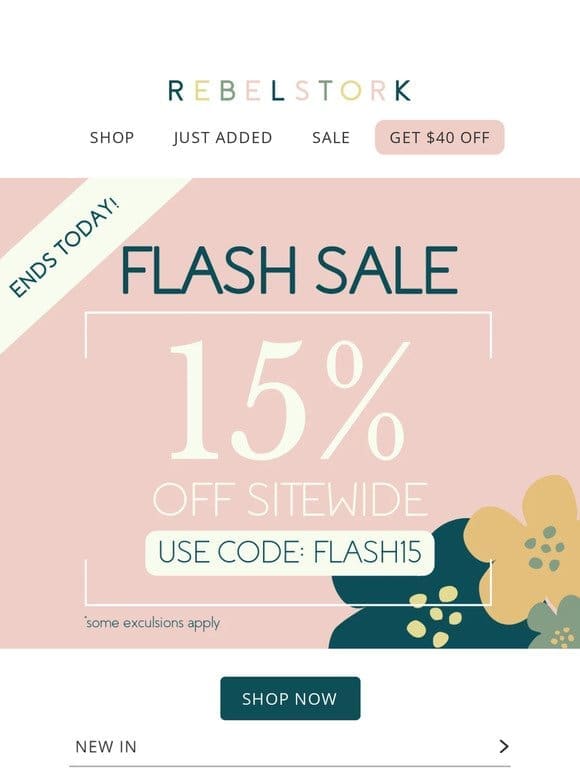 FLASH SALE Final Hours ⏰: 15% Off Sitewide!