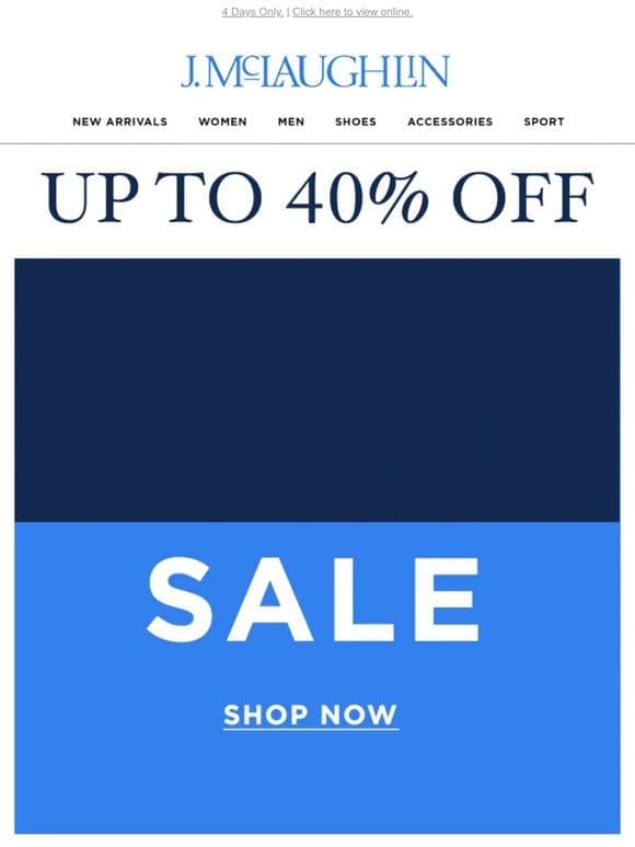 FLASH SALE! Up To 40% Off!