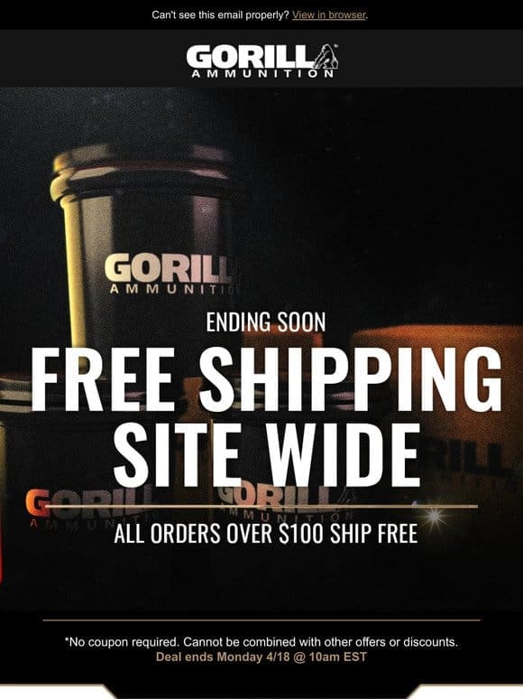 FREE SHIPPING ENDS TOMORROW