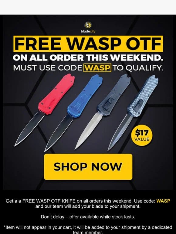 FREE WASP OTF Knife With All Orders!