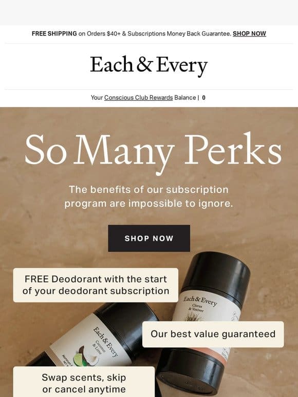 FREE gift with a deodorant subscription