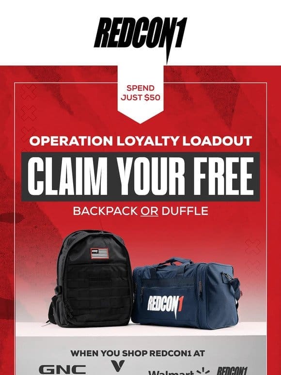 FREE premium backpack or mini duffle  Shop in-stores or online