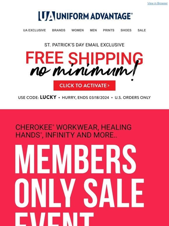 FREE shipping & Members Only Perks!