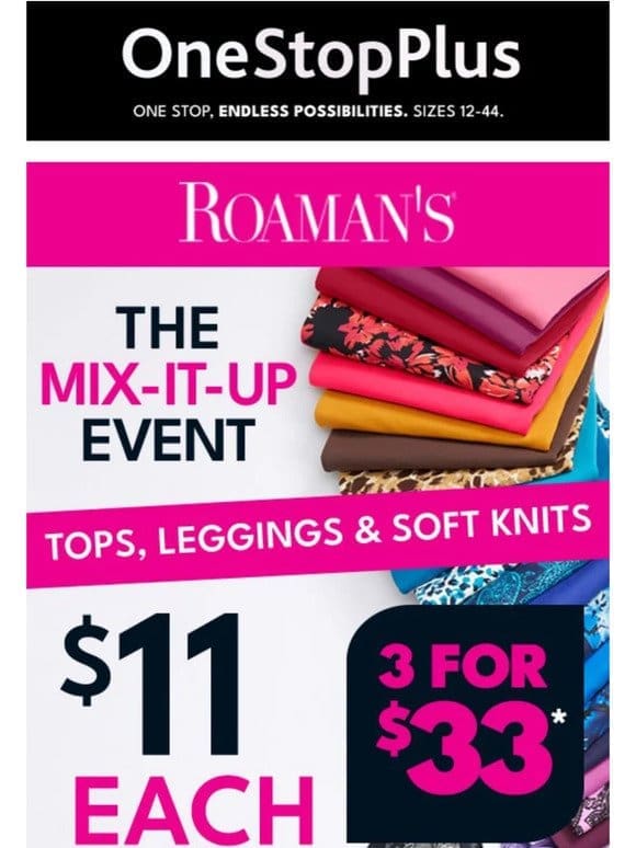 FWD: Roaman’s 3 for $33 Sale