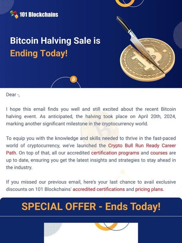 Few Hours Left – Bitcoin Halving Sale Ending Today ⏳