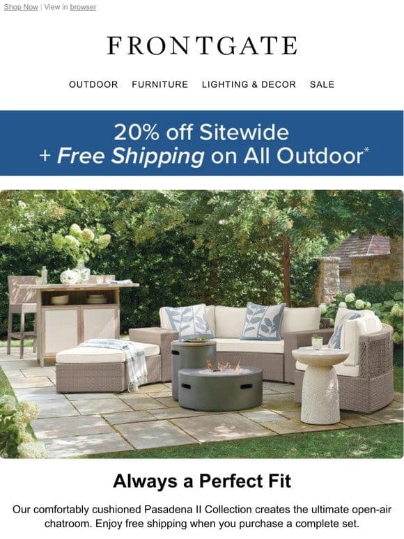 Final Day for 20% off sitewide + FREE shipping on all outdoor.