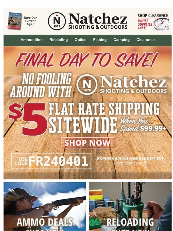 Final Day for $5 Flat Rate Shipping Sitewide!