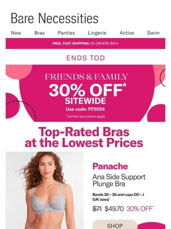 Final Hours: 30% Off Our Top Rated Bras | Friends & Family
