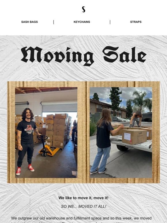 Final days of moving sale clearance – save up to 50%!