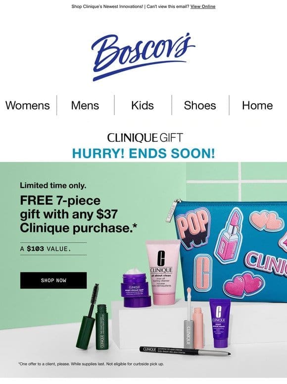 Finals Days FREE* Clinique Gift with Purchase!