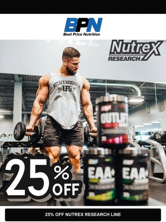 Flash Sale: 25% OFF Nutrex Research Supplements