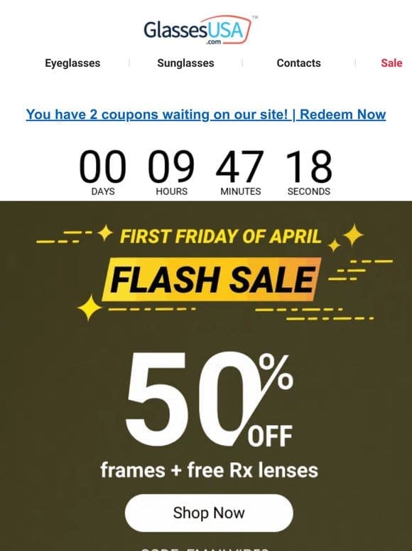 Flash sale – final hours ⏰ Celebrate the 1st Friday of April with savings!