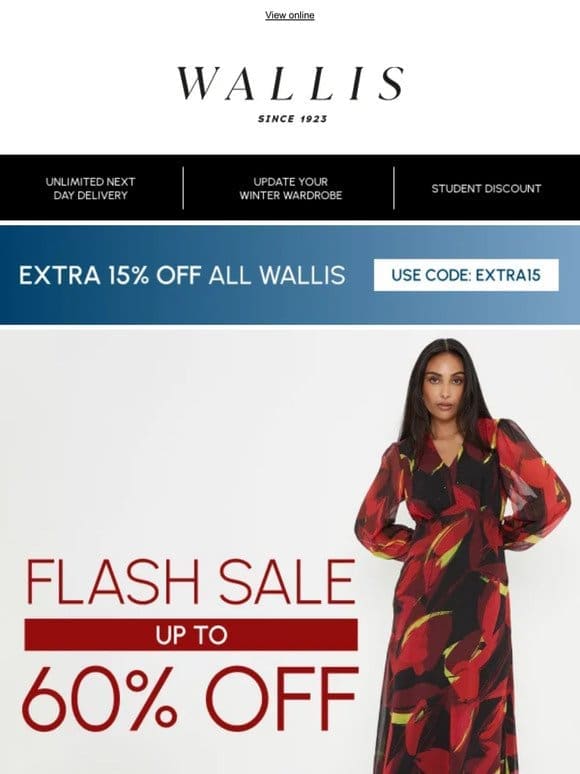 Flash sale – up to 60% off