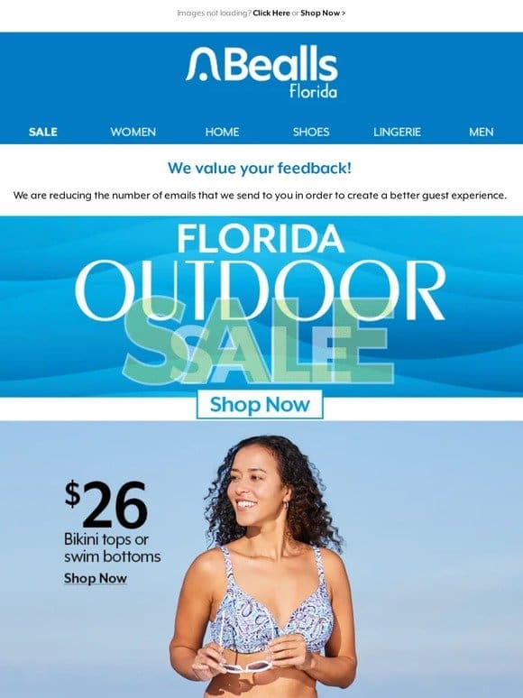 Florida Outdoor Sale   Women’s swimwear starting at $26!
