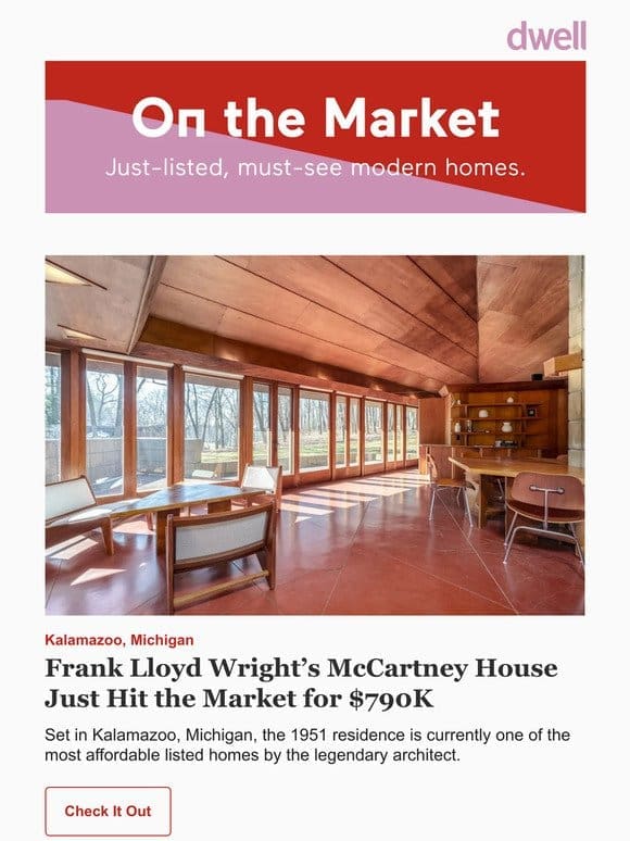 Frank Lloyd Wright’s McCartney House Just Hit the Market for $790K
