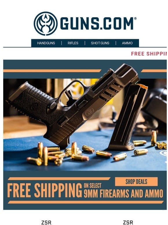Free Shipping On Select 9mm Firearms and Ammo!
