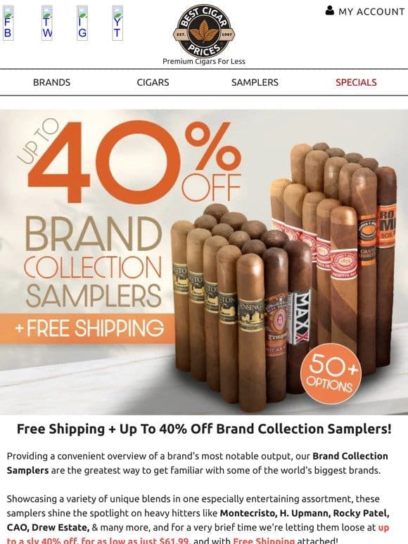 ? Free Shipping + Up To 40% Off Brand Collection Samplers ?