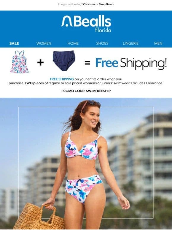 Free Shipping when you order 2 pieces of women’s swimwear!
