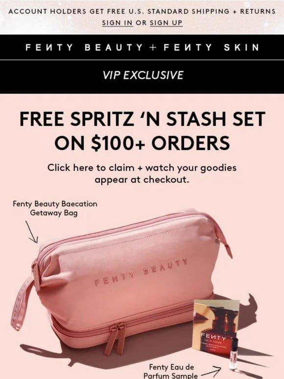 Free Spritz ‘N Stash Set on $100+