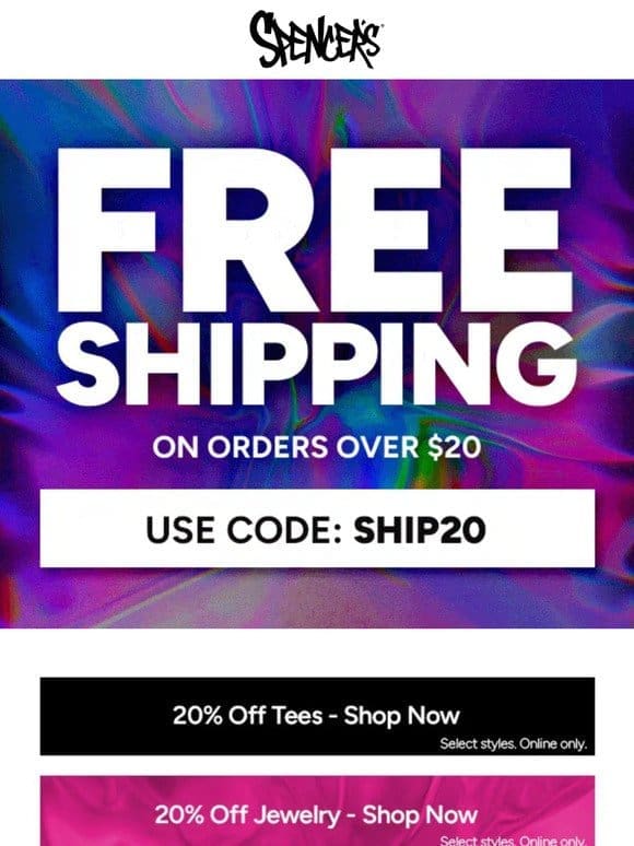 Free shipping over $20!
