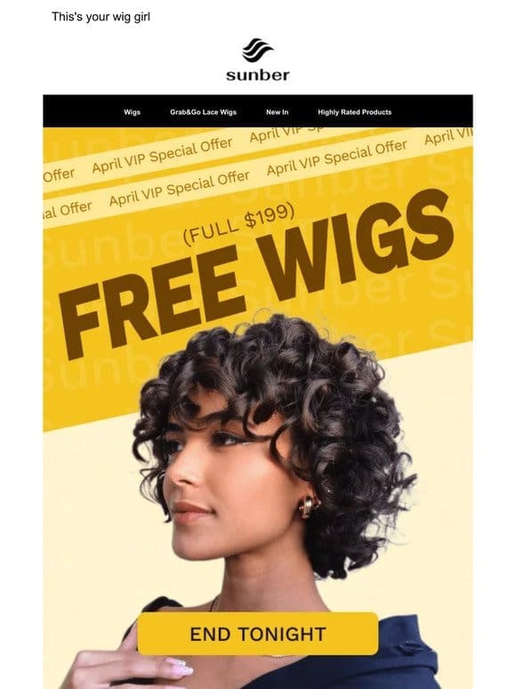 Free wig and 60% off discount for you