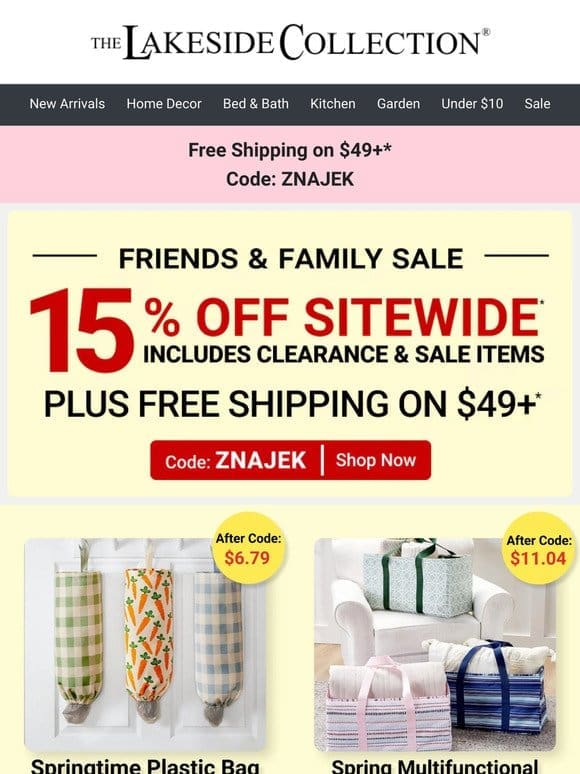 Friends & Family Sale: 15% Off Sitewide + Free Shipping!