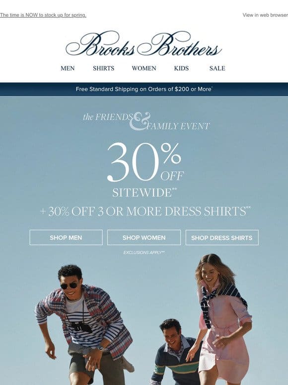 Friends & Family—30% off sitewide!