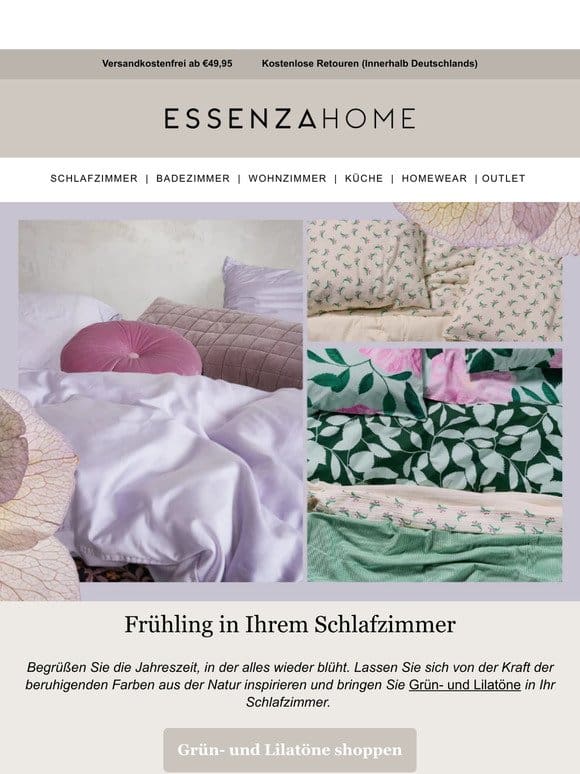 Frühling im Schlafzimmer: Lila und Grüntöne