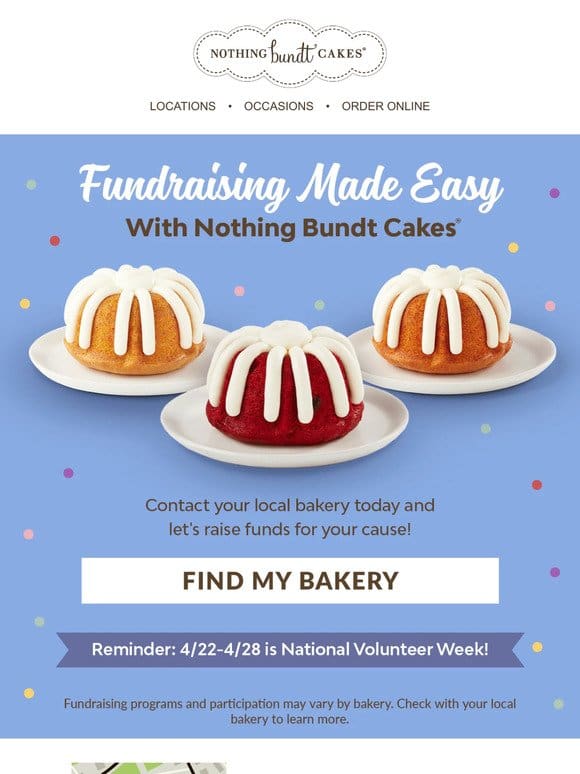 Fundraise with Nothing Bundt Cakes®!
