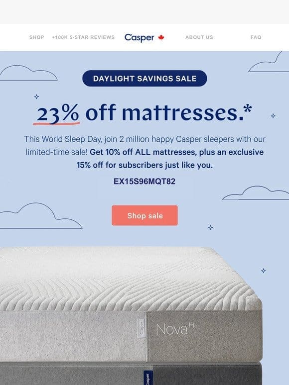 Get 23% off mattresses this World Sleep Day!