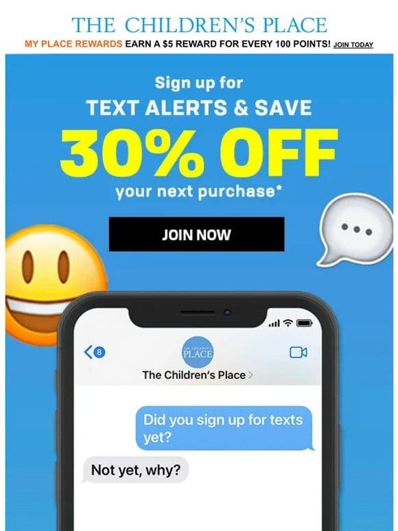 Get 30% off when you join text alerts!