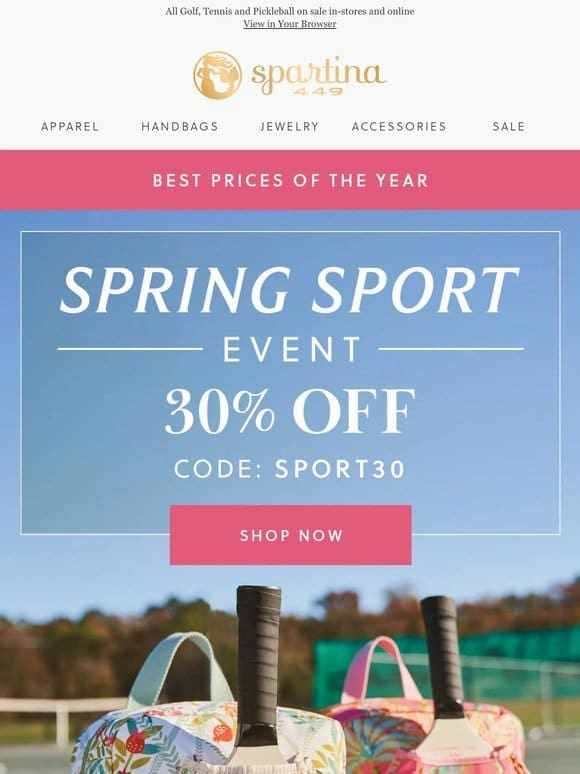 Get In the Game! 30% OFF Spring Sports Event