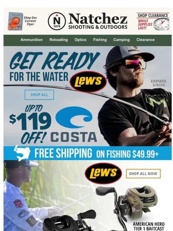 Get Ready for the Water with Lew’s and Up to $119 Off Costa