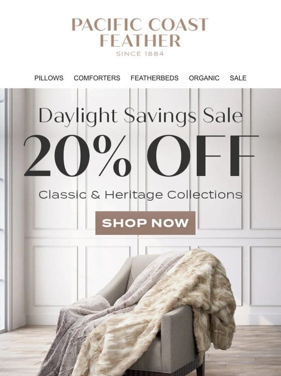 Get Ready to Turn The Clocks Ahead With 20% OFF Luxury Bedding ⏰