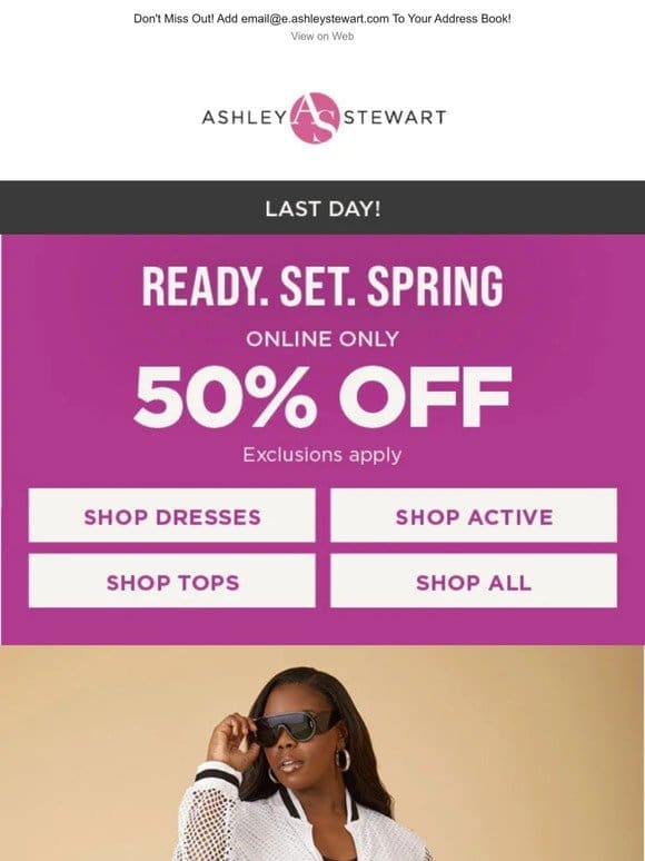 Get moving! ALL activewear is 50% OFF