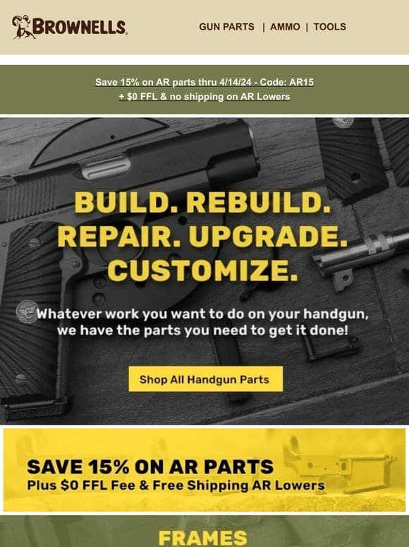 Get the handgun parts you need for the perfect firearm