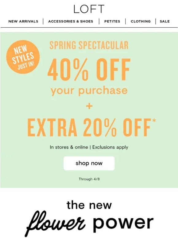 Get your floral fix (40% off + EXTRA 20% off!)