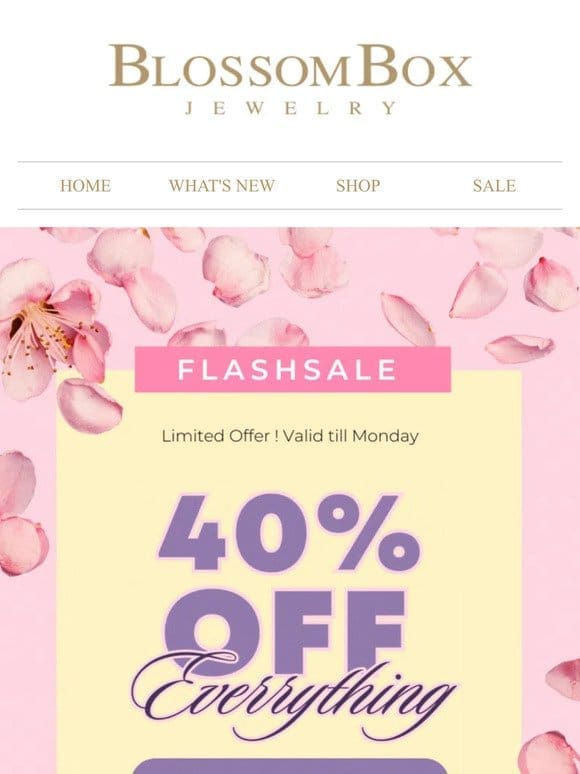 Grab Your Deal! 40% OFF Flash Sale