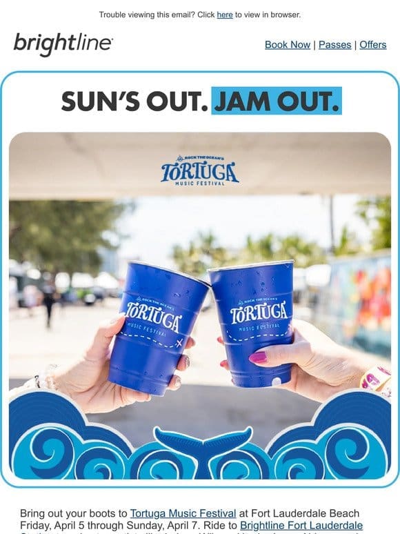 Groups 4+ save 25% on rides to Tortuga Music Festival.