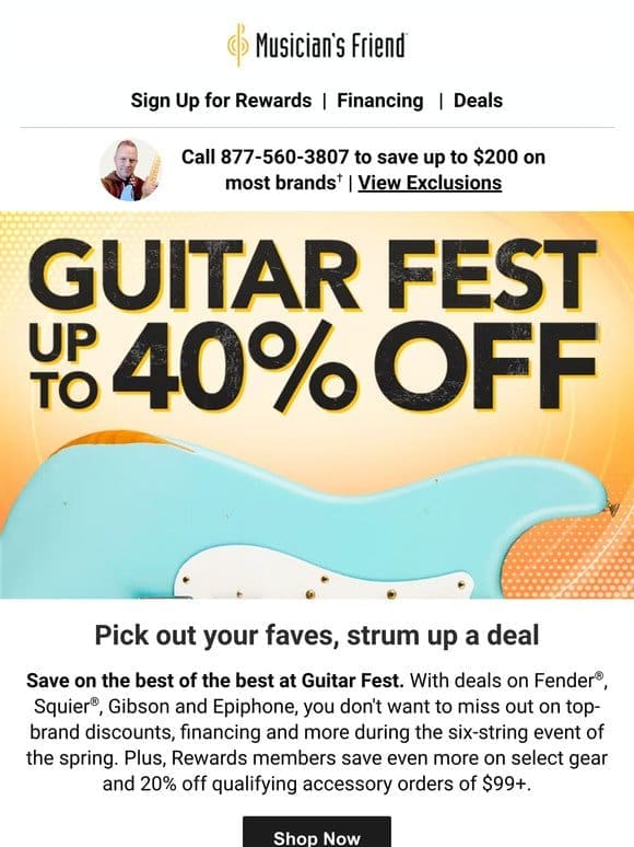 Guitar Fest: Shred and save up to 40% off