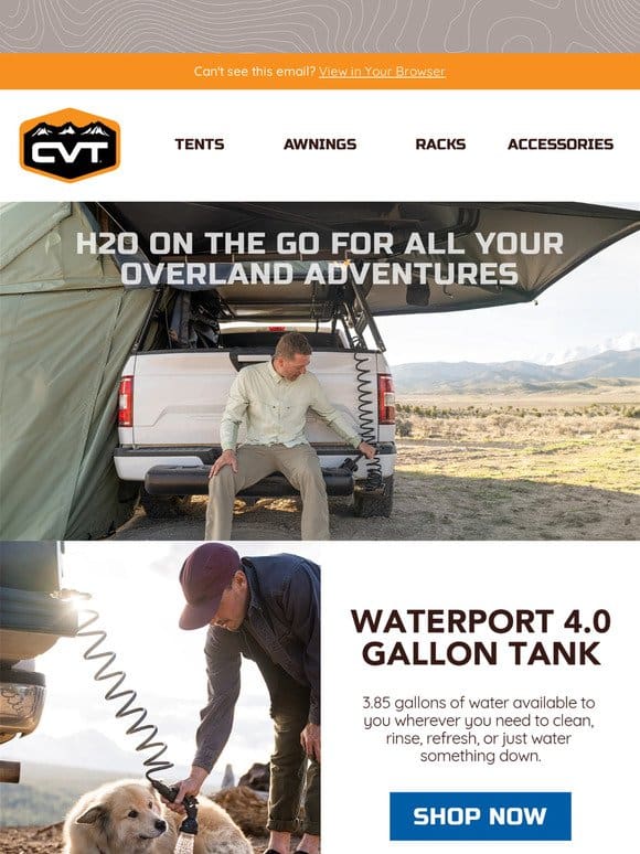 H20 on the go， shop WaterPORT on CVT!