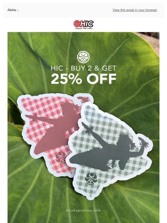 HIC 2 For 25% OFF + NEW Quiksilver!