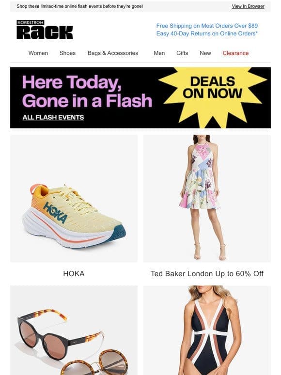 HOKA | Ted Baker London Up to 60% Off | New Designer Sunglasses Up to 65% Off | And More!