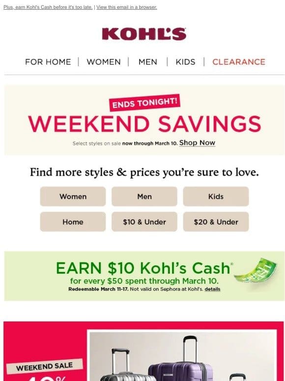 HOURS LEFT   Weekend Savings are going， going …