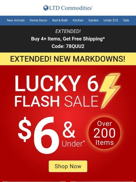 HURRY! Don’t Miss $6 & Under Flash Sale!