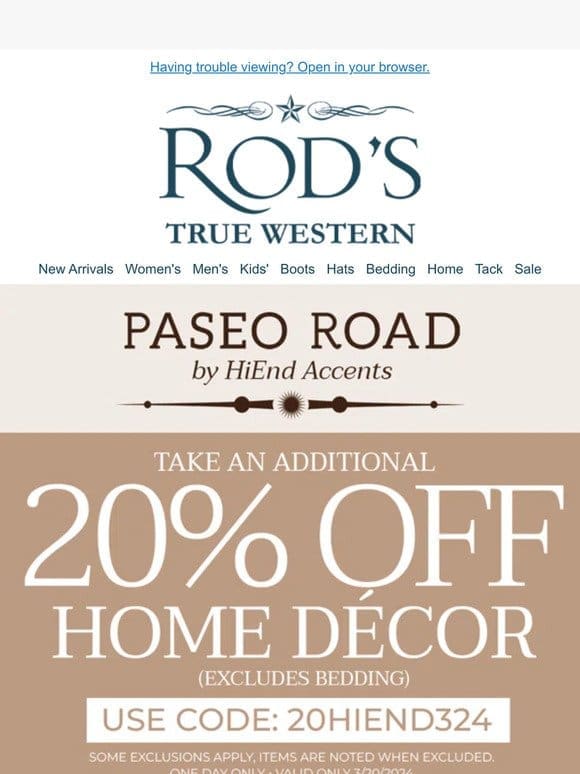 HURRY– 20% Off Home Décor From Paseo Road by HiEnd